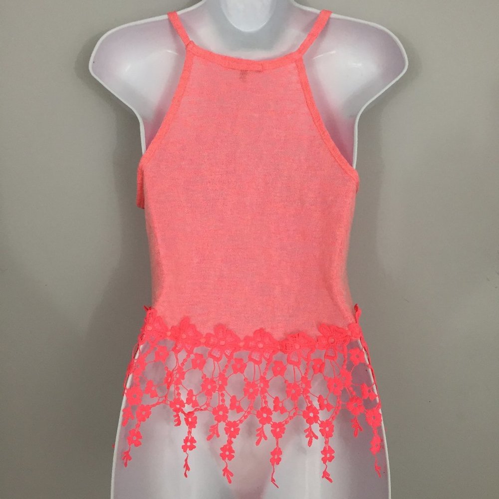 Charlotte Russe Tank Top Womens S Pink Embroidered Floral Pullover Cotton Blend - Picture 4 of 7